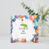 ゴルフレッツパー緑のゴルフフラッグとティー 招待状 (スタンド正面)