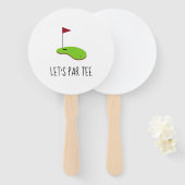 ゴルフレッツパー緑の白にゴルフフラッグとティー ハンドファン (正面&裏面)