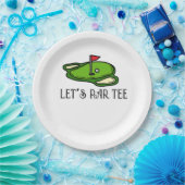 ゴルフレッツパー緑の白にゴルフフラッグとティー ペーパープレート (パーティー)