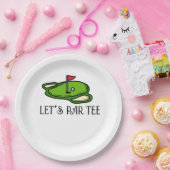 ゴルフレッツパー緑の白にゴルフフラッグとティー ペーパープレート (パーティー)