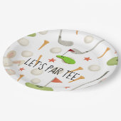 ゴルフレッツパー緑の白にゴルフフラッグとティー ペーパープレート (アングル)