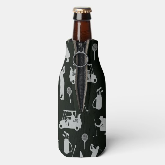 ゴルフレッツパー緑の白にゴルフフラッグとティー ボトルクーラー (ボトル裏面)