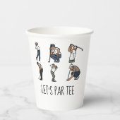 ゴルフレッツパー緑の白にゴルフフラッグとティー 紙コップ (正面)