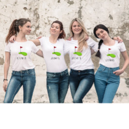 ゴルフレッツパー緑の白にゴルフフラッグとティー Tシャツ