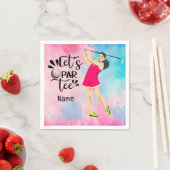 ゴルフレディーウーマンゴルファーのピンクテーマレッパルティー スタンダードカクテルナプキン (インサイチュ)