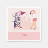 ゴルフレディーウーマンゴルファーのピンクテーマレッパルティー スタンダードカクテルナプキン (正面)