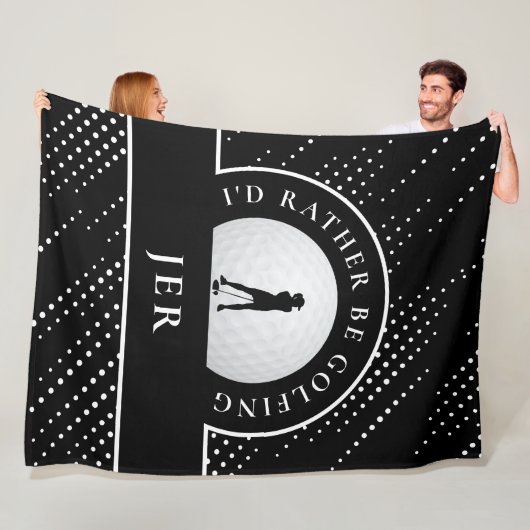 ゴルフレディーゴルファースタイリッシュシルエットブラック&ホワイト フリースブランケット (インサイチュ)