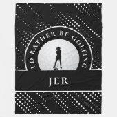 ゴルフレディーゴルファースタイリッシュシルエットブラック&ホワイト フリースブランケット (正面)