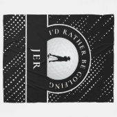 ゴルフレディーゴルファースタイリッシュシルエットブラック&ホワイト フリースブランケット (正面(横))