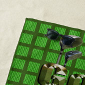 ゴルフロゴとクラブが緑にチェックされたタータンチェック、 ビーチタオル (インサイチュ)