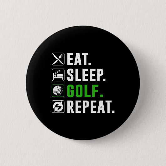 ゴルフ三昧 ゴルフ好き ゴルファー プレーヤー 冗談 缶バッジ (正面)