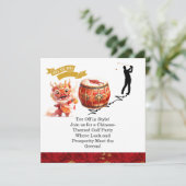 ゴルフ中国のをテーマにしたゴルフパーティの招待状 セーブザデート (スタンド正面)