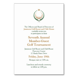 ゴルフ企業のトーナメント招待状 テーブルナンバー