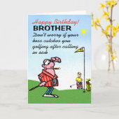 ゴルフ兄弟の誕生日 カード (黄色い花)