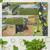 ゴルフ写真のコラージュ キッチンタオル (折り畳み)