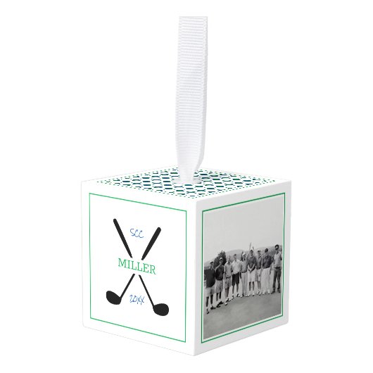 ゴルフ写真ネームカントリークラブスクールイベントチーム キューブオーナメント (正面アングル)