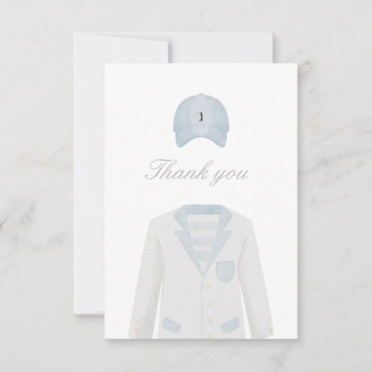 ゴルフ制服ベビーシャワーサンキューカード サンキューカード (正面)