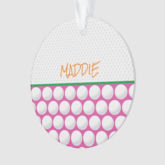 ゴルフ名ピンクモダングリーンオレンジゴルフおもしろい オーナメント (正面)
