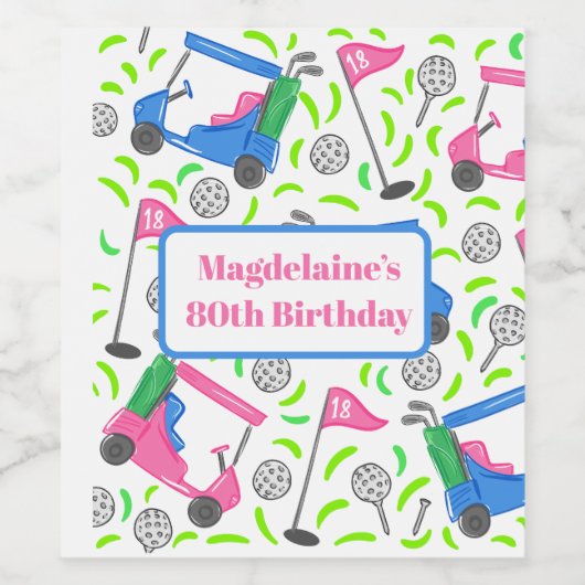 ゴルフ名門私立校風のカートパーソナライズされた誕生日シャワー ワインラベル (シングルラベル)