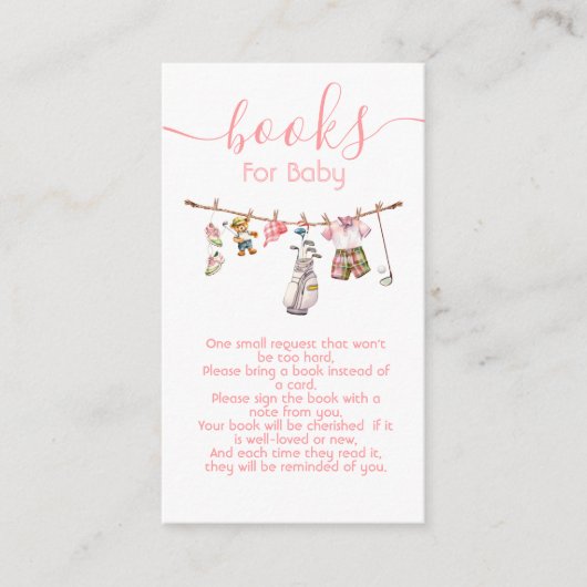 ゴルフ名門私立校風のガールのベビー用の物干し本 エンクロージャーカード (正面)