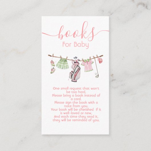 ゴルフ名門私立校風のガールのベビー用の物干し本 エンクロージャーカード (正面)