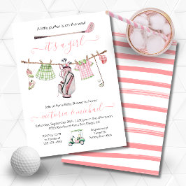 ゴルフ名門私立校風のガールガーリーベビーシャワー 招待状