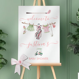 ゴルフ名門私立校風のガールベビーシャワー歓迎サイン ポスター