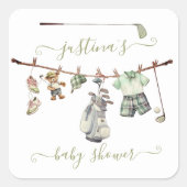 ゴルフ名門私立校風のベビーシャワー物干し具 スクエアシール (正面)
