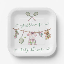 ゴルフ名門私立校風のベビーシャワー物干し具 ペーパープレート