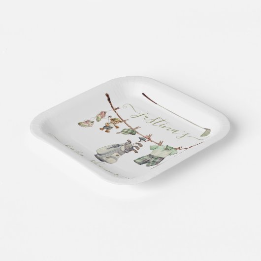 ゴルフ名門私立校風のベビーシャワー物干し具 ペーパープレート (傾斜あり)