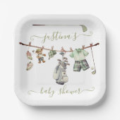 ゴルフ名門私立校風のベビーシャワー物干し具 ペーパープレート (正面)