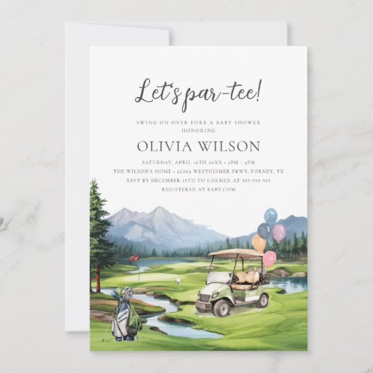 ゴルフ名門私立校風のベビーシャワー 招待状 (正面)