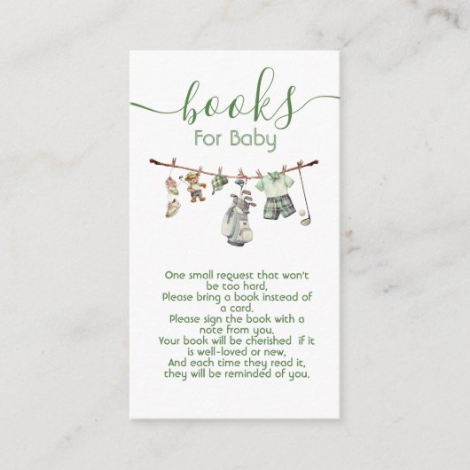 ゴルフ名門私立校風のボーイのベビー用物干し本 エンクロージャーカード (正面)