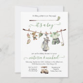 ゴルフ名門私立校風のボーイ赤ちゃんシャワー 招待状 (正面)