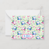 ゴルフ名門私立校風の三文字モノグラム ノートカード (正面)