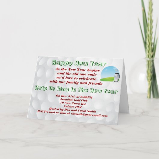 ゴルフ向け新年の大晦日の招待状。 招待状 (正面)
