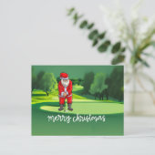 ゴルフ場でサンタクロースとゴルフクリスマス シーズンポストカード (スタンド正面)