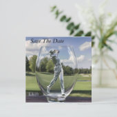 ゴルフ場のあるガラストンブラーの中のゴルフプレーヤー。 セーブザデート (スタンド正面)