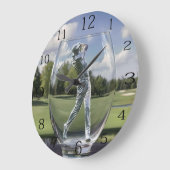 ゴルフ場のあるガラストンブラーの中のゴルフプレーヤー。 ラージ壁時計 (傾斜)