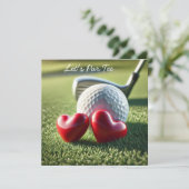 ゴルフ場のウェディング　グリーンにゴルフボール 招待状 (スタンド正面)