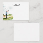 ゴルフ場のゴルファーであって、ゴルファーの氏名付き ノートカード (正面/裏面)