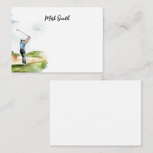 ゴルフ場のゴルファーであって、ゴルファーの氏名付き ノートカード (正面/裏面)