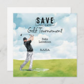 ゴルフ場のゴルファーは日付を保存する 招待状 (正面/裏面)