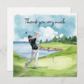 ゴルフ場のゴルファー サンキューカード (正面/裏面)