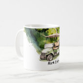 ゴルフ場のゴルフグリーンゴルフカート コーヒーマグカップ (正面左)