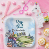 ゴルフ場のゴルフバッグ75番目の誕生日 ペーパープレート (パーティー)