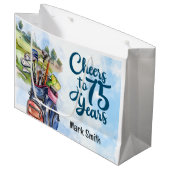 ゴルフ場のゴルフバッグ75番目の誕生日 ラージペーパーバッグ (正面アングル)