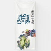 ゴルフ場のゴルフバッグ75番目の誕生日 横断幕 (縦)