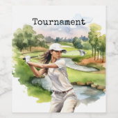 ゴルフ場のゴルフ女性 ワインラベル (シングルラベル)