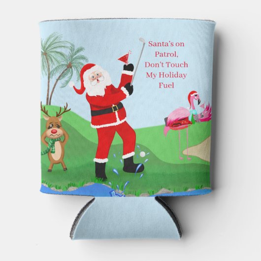 ゴルフ場のサンタとクリスマスコックテイル 缶クーラー (正面)